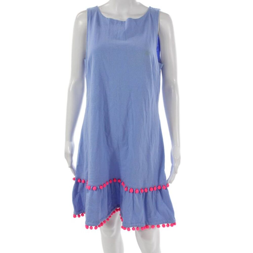 STS Sail To Sable Women Blue Cotton Boat Neck Sleeveless Short Dress Size M